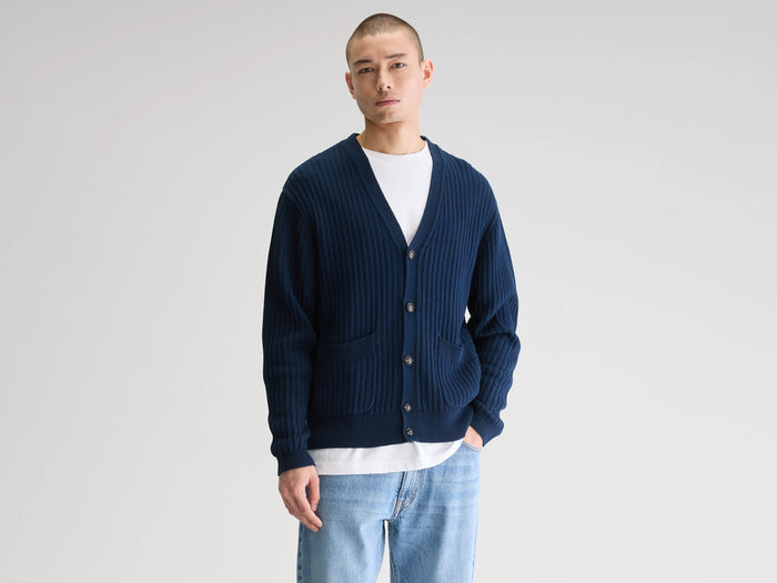 Bellerose Cardigan col V bleu marine pour homme