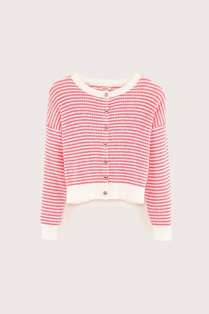 Bellerose Cardigan Rayé à Col Rond Pour Filles