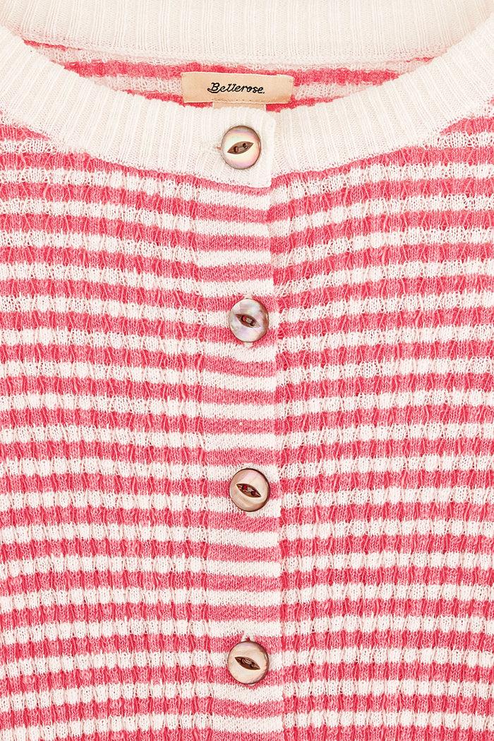 Bellerose Cardigan Rayé à Col Rond Pour Filles