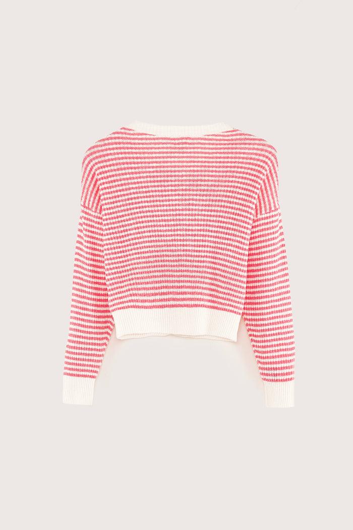 Bellerose Cardigan Rayé à Col Rond Pour Filles