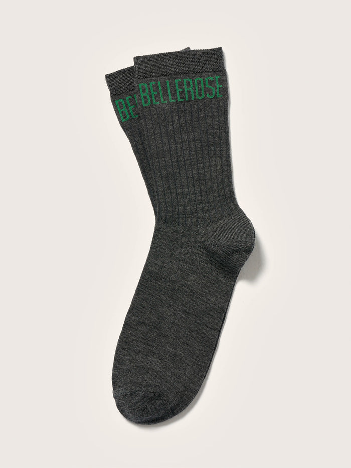 Bellerose Chaussettes Grises Côtelées Pour Hommes