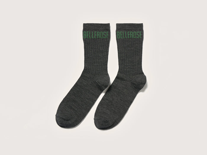 Bellerose Chaussettes Grises Côtelées Pour Hommes