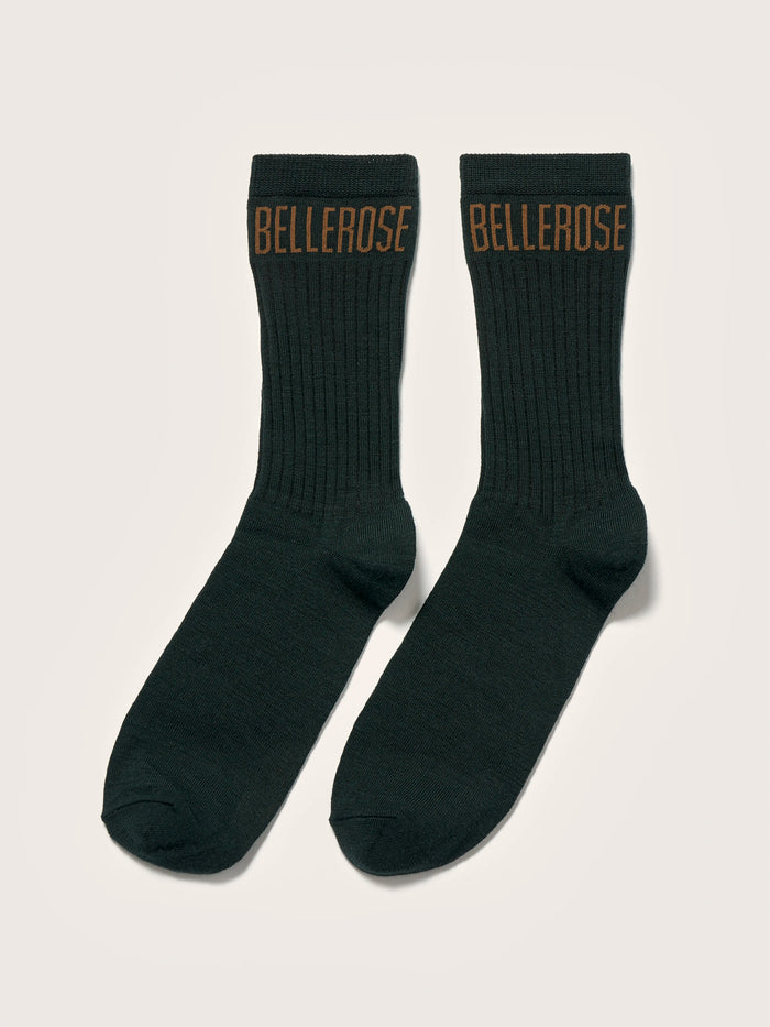 Bellerose Chaussettes Vertes Côtelées Pour Hommes