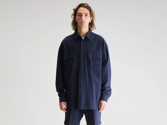Bellerose Chemise bleue oversize manches longues