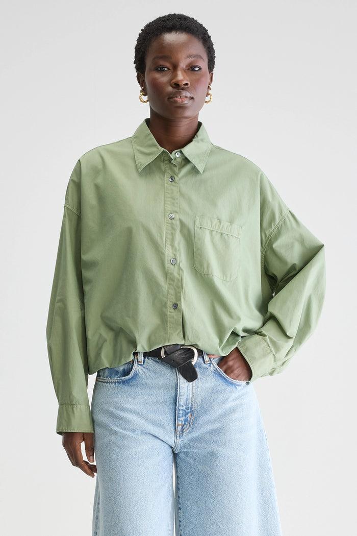 Bellerose Chemise Crop Oversize Verte Pour Femmes