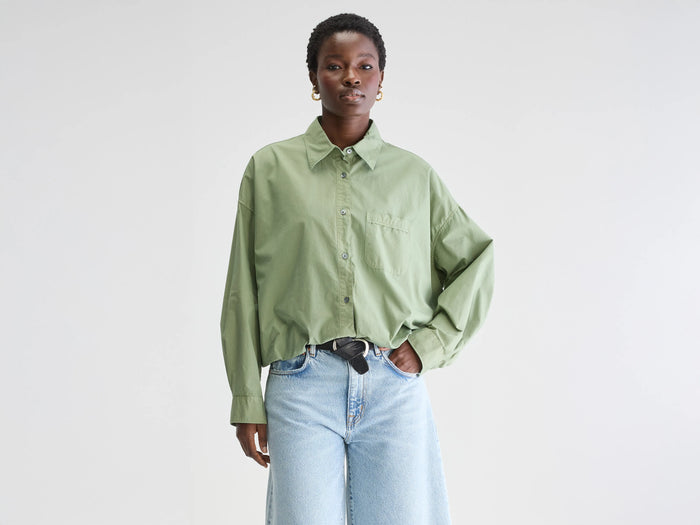 Bellerose Chemise crop oversize verte pour femmes