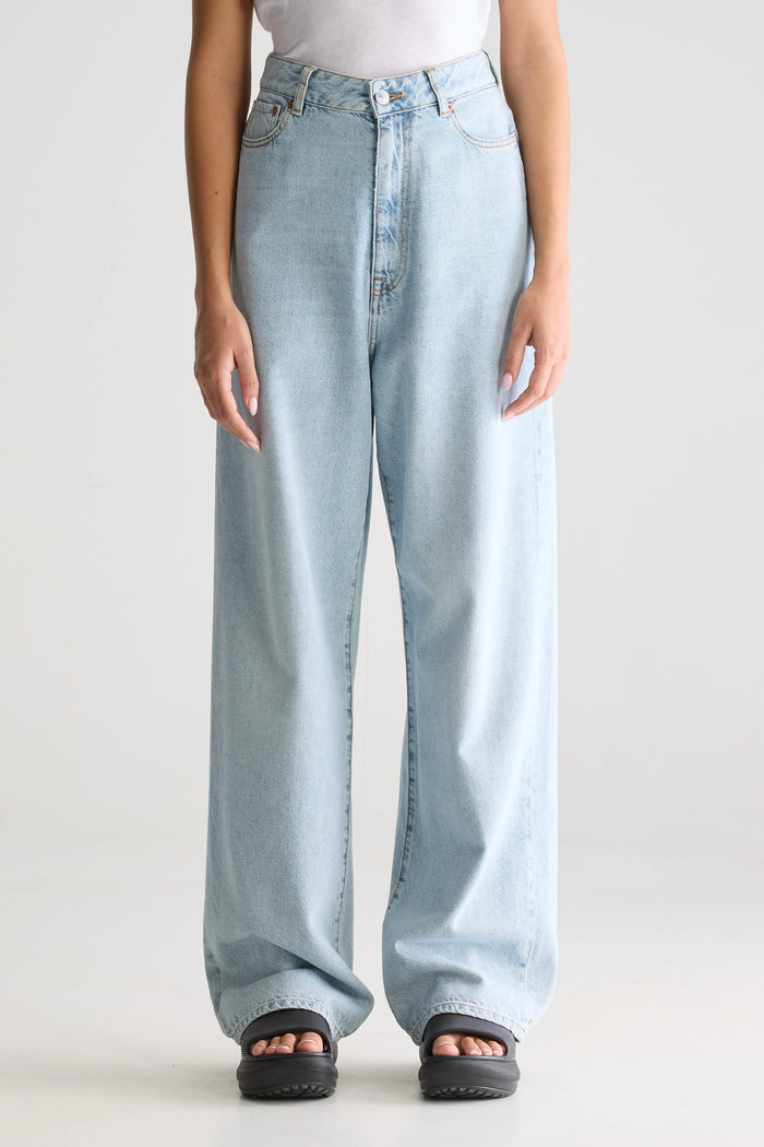 Bellerose Jean Baggy Bleu Taille Basse Pour Femmes