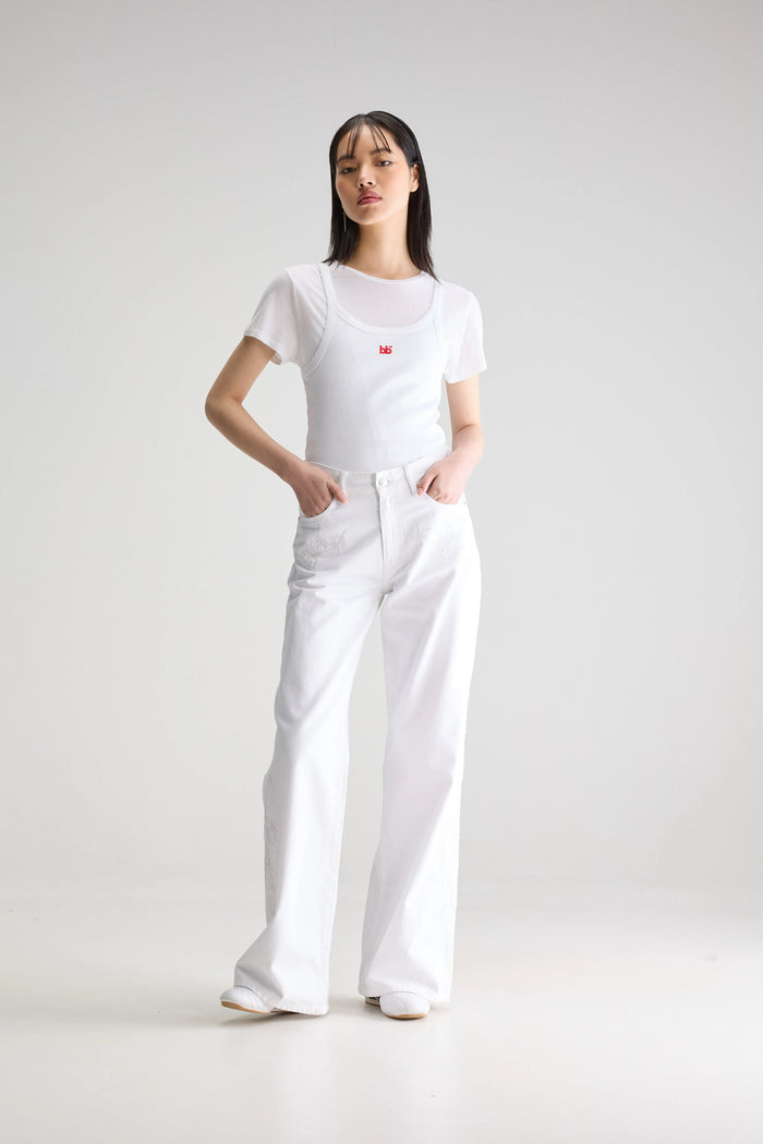 Bellerose Jean Brodé Blanc Pour Femmes