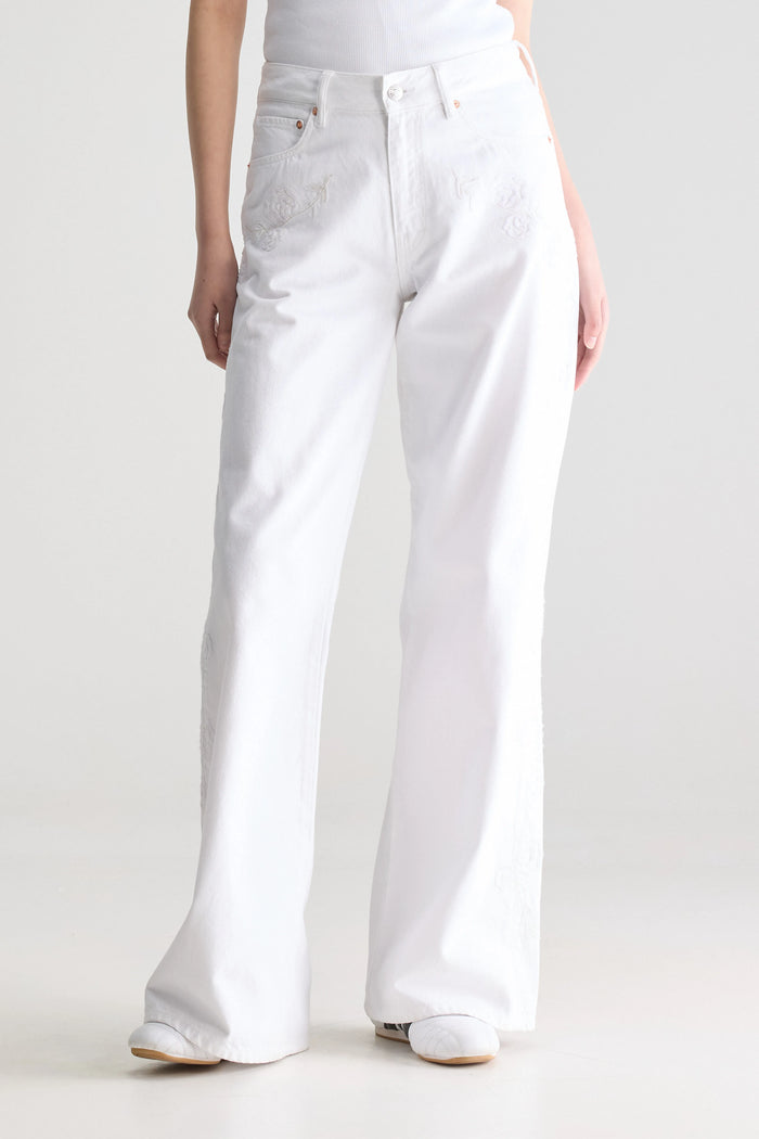 Bellerose Jean Brodé Blanc Pour Femmes