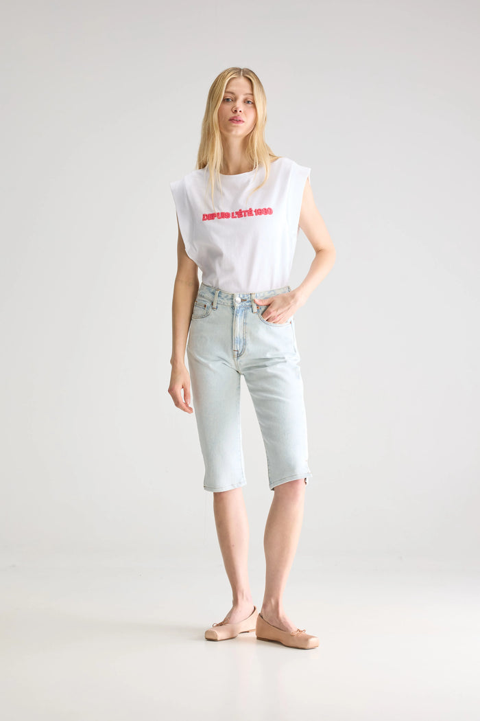 Bellerose Jean Capri Bleu Denim Pour Femmes