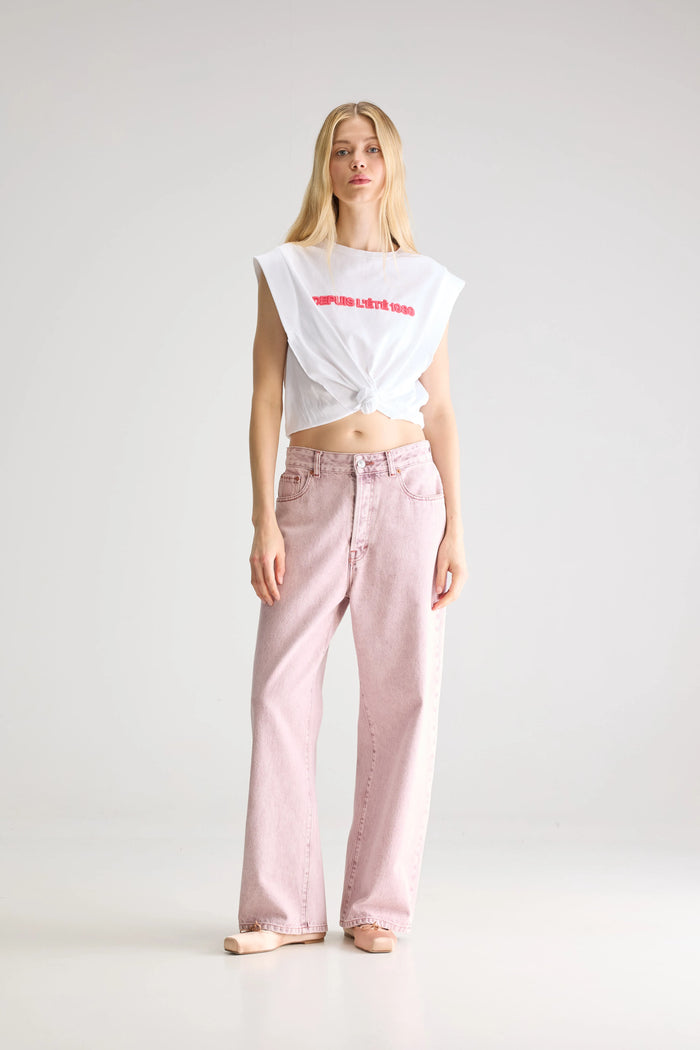 Bellerose Jean Denim Rose Taille Basse Pour Femmes