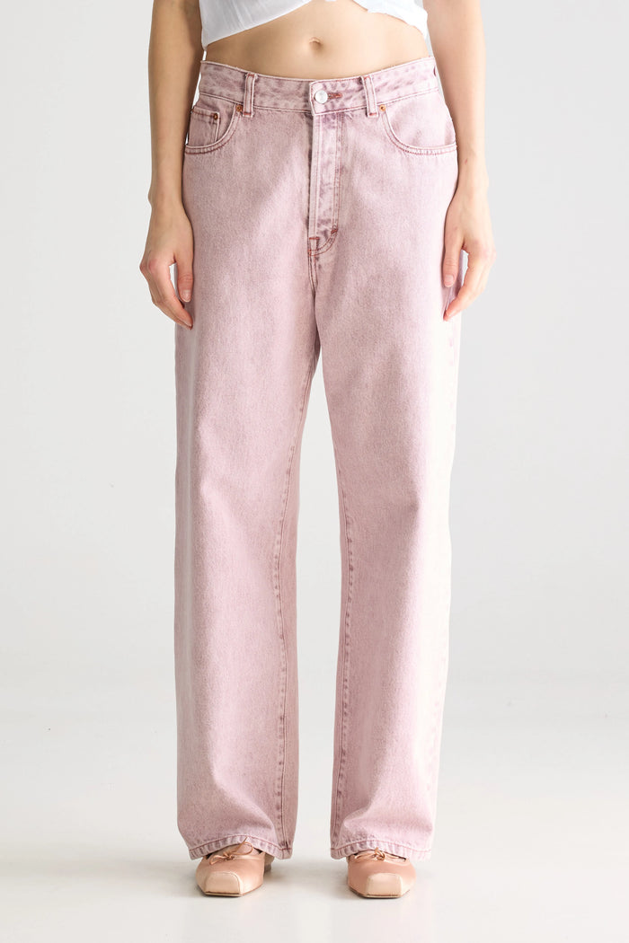 Bellerose Jean Denim Rose Taille Basse Pour Femmes