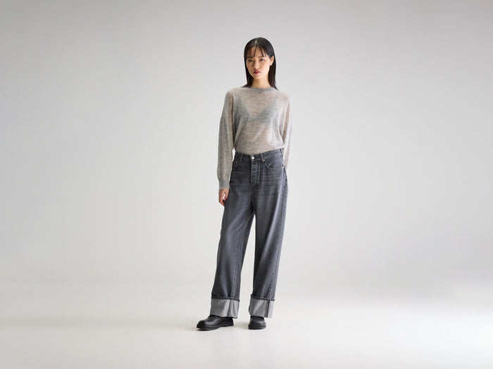 Bellerose Jean taille basse noir ample pour femmes