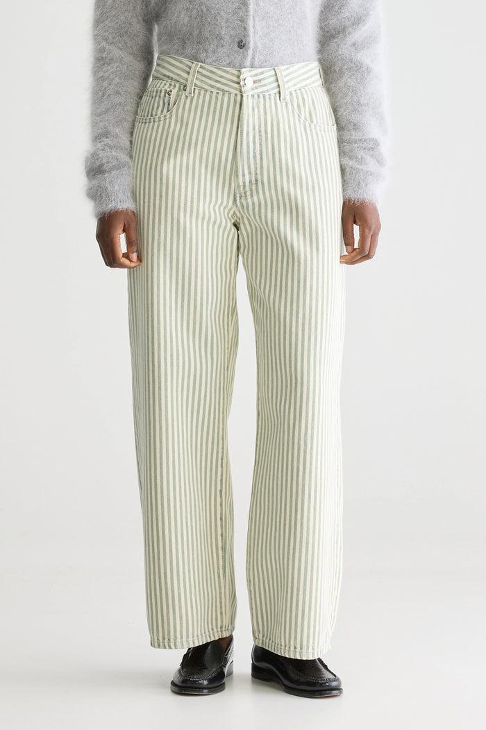 Bellerose Jean Taille Basse Rayé Vert Pour Femmes