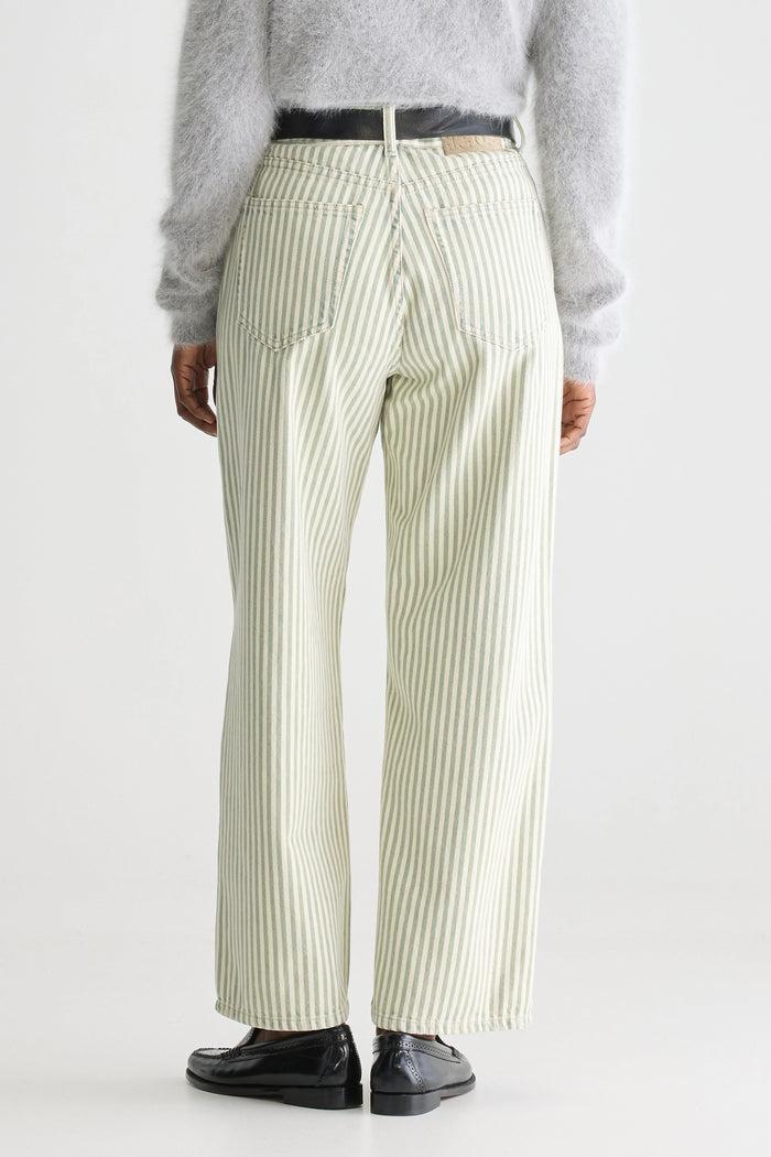 Bellerose Jean Taille Basse Rayé Vert Pour Femmes