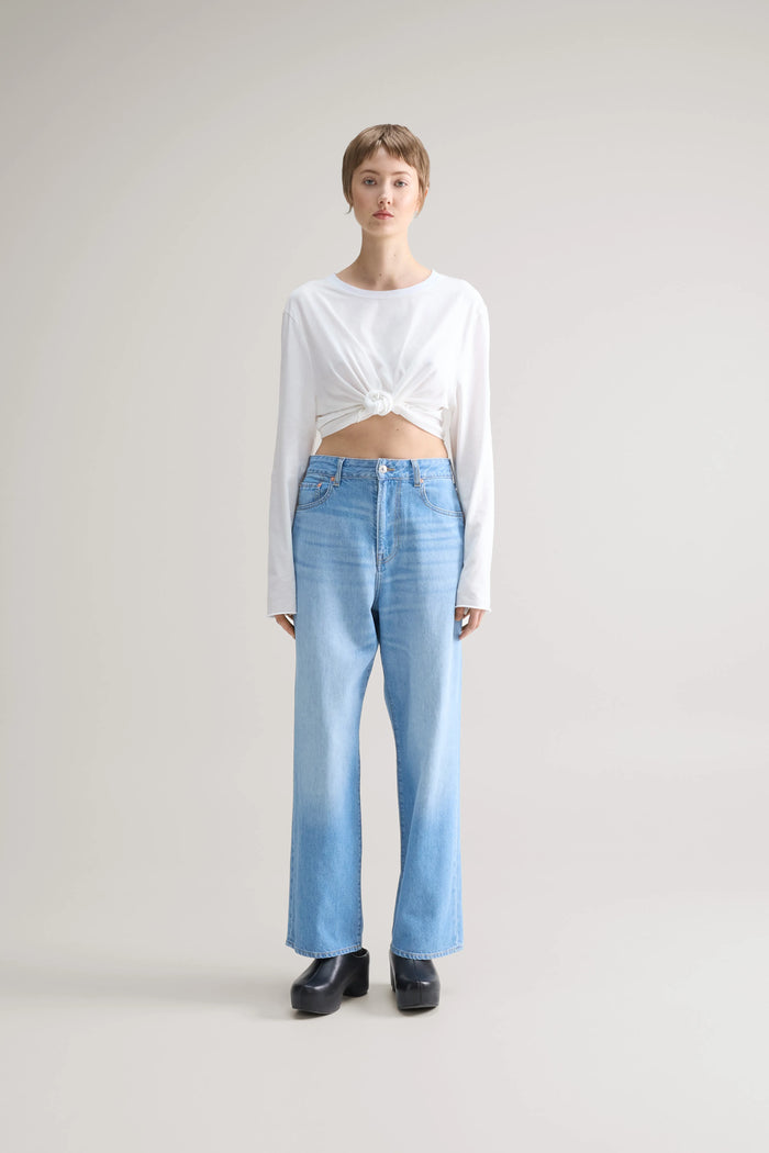 Bellerose Jean Taille Haute Bleu Clair Pour Femmes
