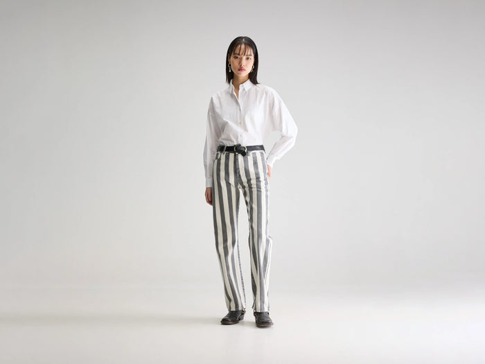 Bellerose Jean taille haute rayé noir pour femmes