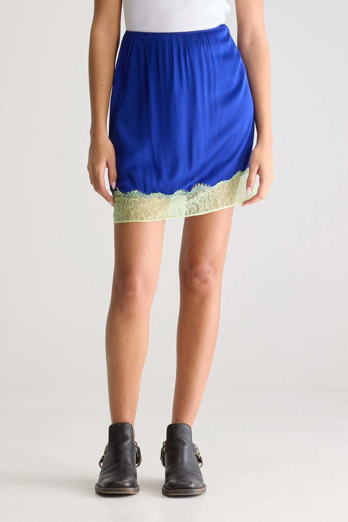 Bellerose Jupe Bleue Avec Dentelle Pour Femmes