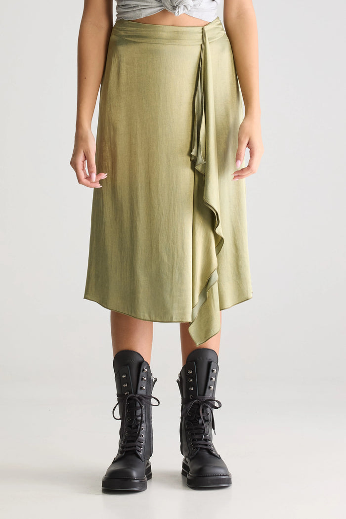 Bellerose Jupe Midi Kaki Flottante Pour Femmes