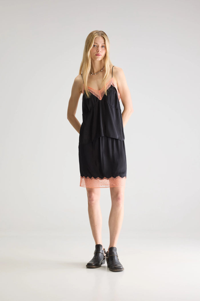 Bellerose Jupe Noire Avec Dentelle Pour Femmes