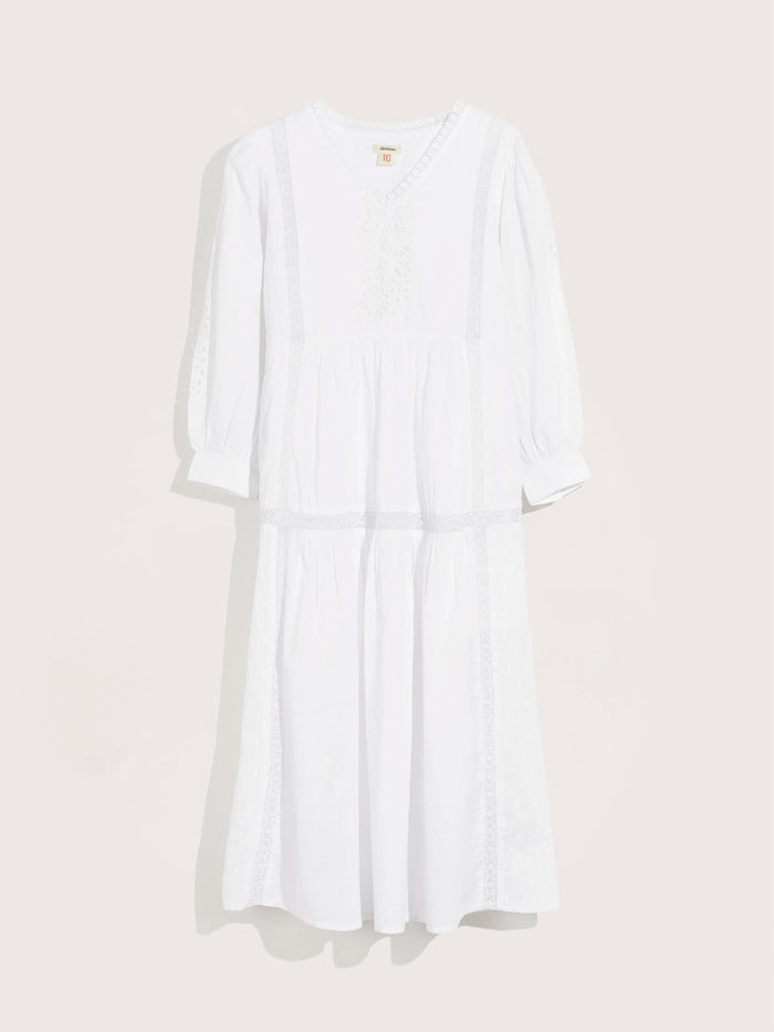 Bellerose Longue Robe En Coton Blanc Pour Filles