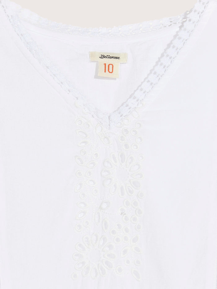 Bellerose Longue Robe En Coton Blanc Pour Filles