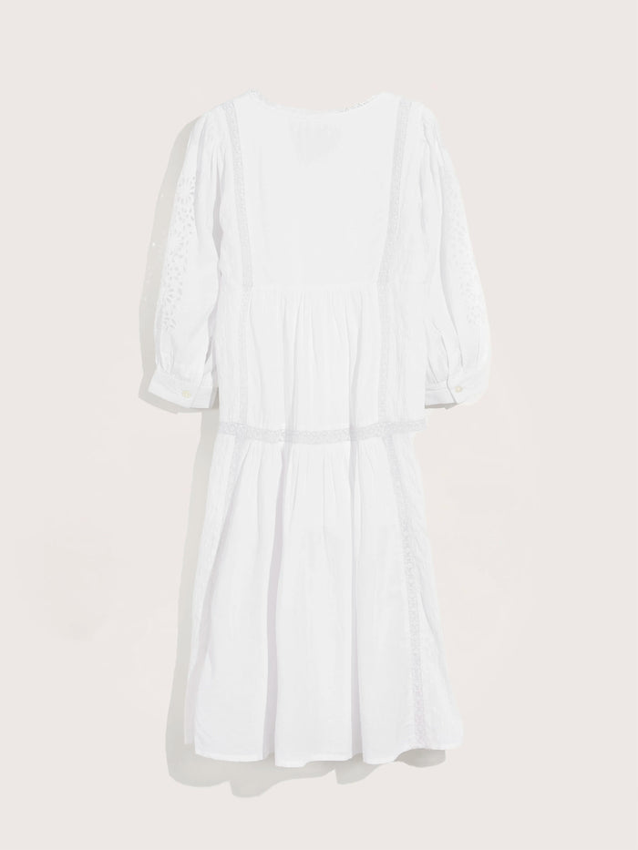 Bellerose Longue Robe En Coton Blanc Pour Filles