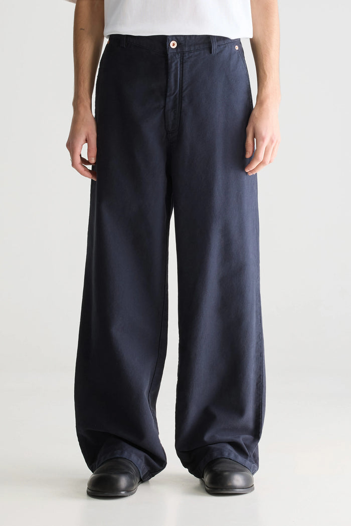 Bellerose Pantalon Large Bleu Marine Pour Homme