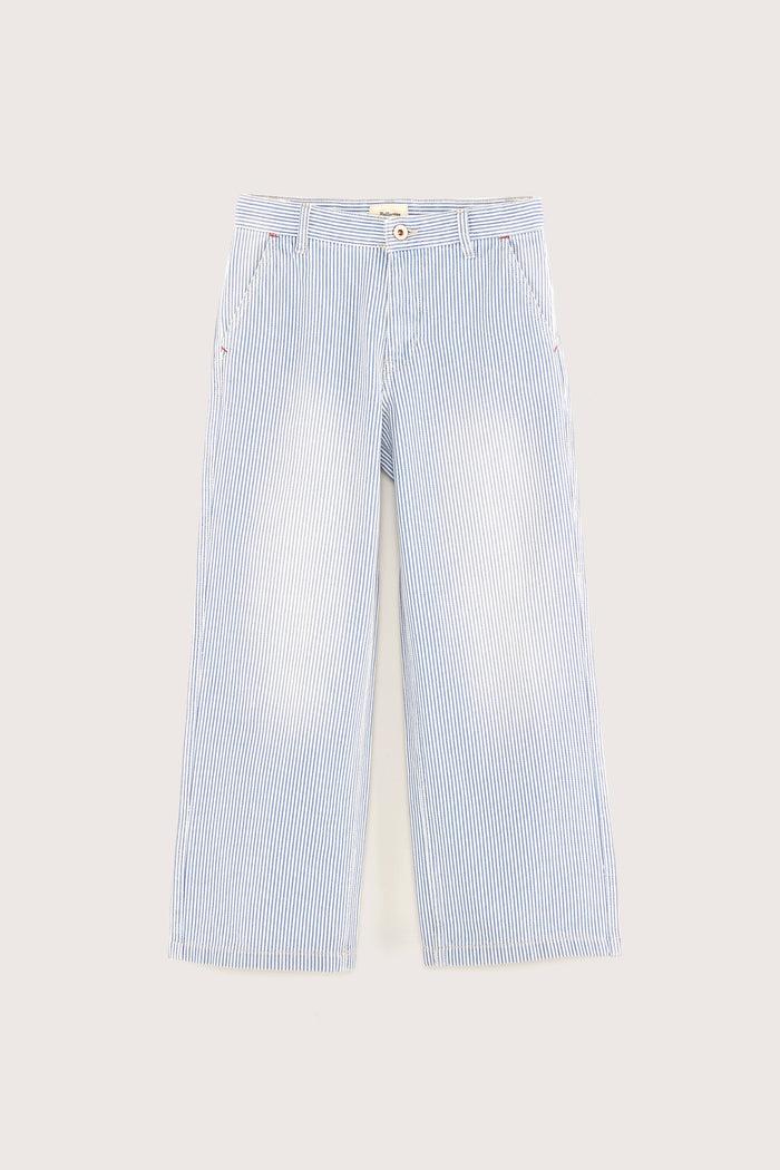 Bellerose Pantalon Large Rayé En Jean Pour Filles