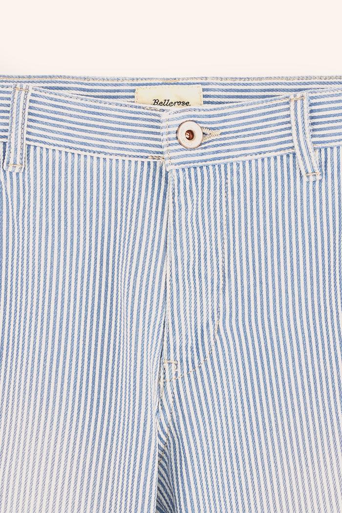 Bellerose Pantalon Large Rayé En Jean Pour Filles