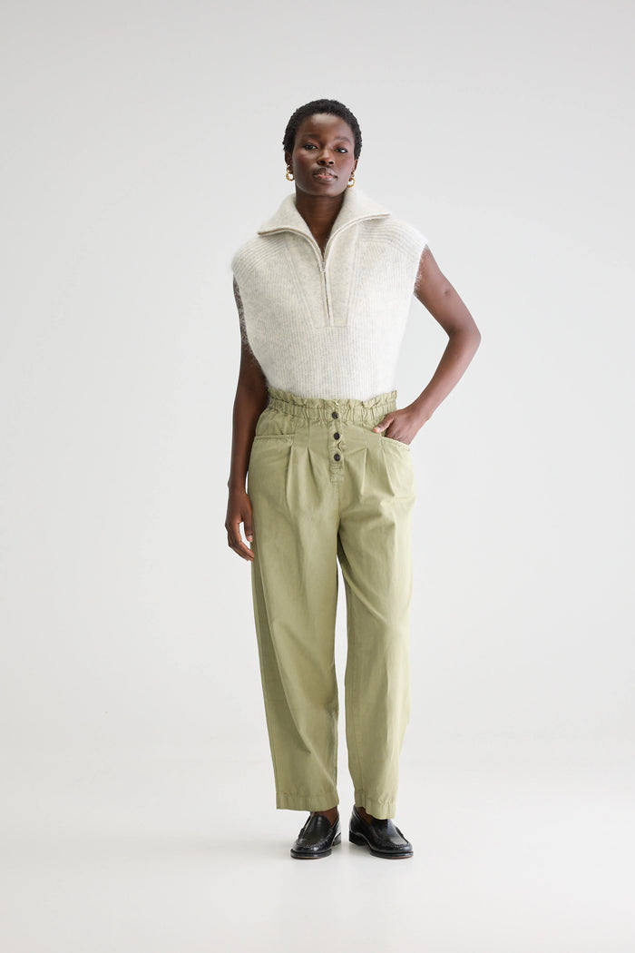 Bellerose Pantalon Paperbag Vert Pour Femmes