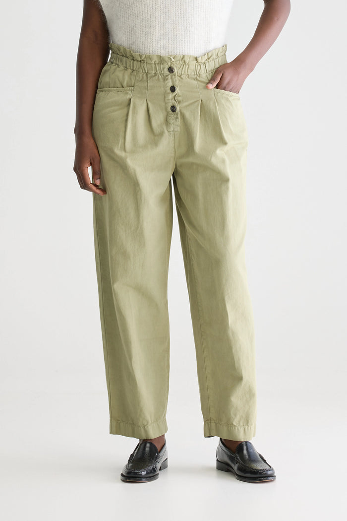 Bellerose Pantalon Paperbag Vert Pour Femmes