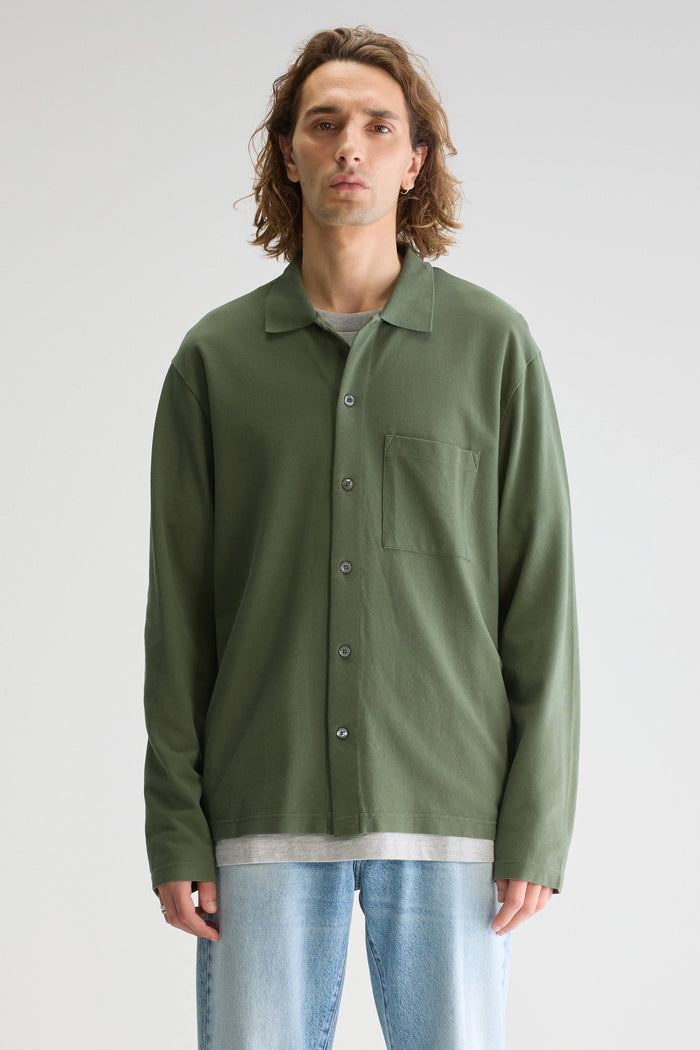 Bellerose Polo Vert à Manches Longues Pour Homme