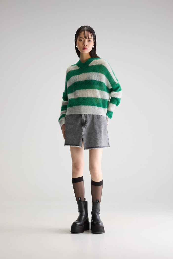 Bellerose Pull à Col En V Rayé Pour Femmes