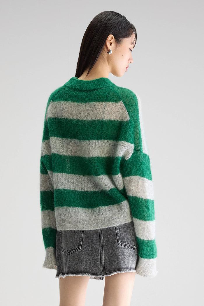 Bellerose Pull à Col En V Rayé Pour Femmes