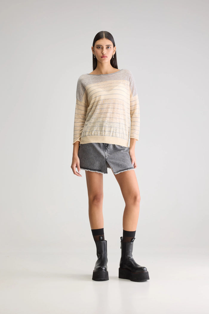 Bellerose Pull Beige À Col Bateau Pour Femmes
