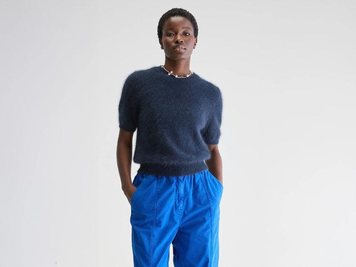 Bellerose Pull bleu à manches courtes pour femmes