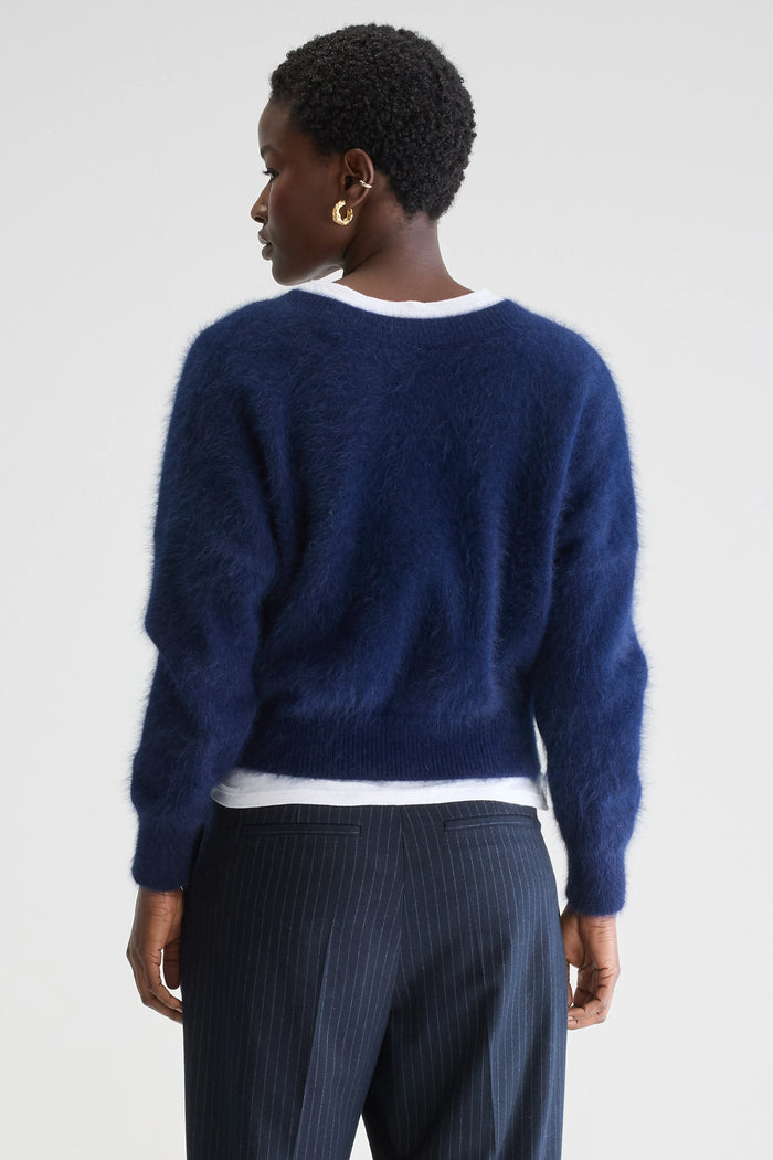 Bellerose Pull Bleu Marine Col En V Pour Femmes