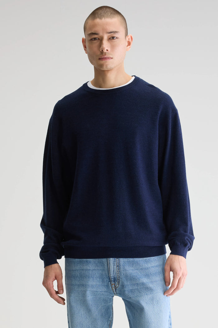 Bellerose Pull Col Rond Bleu En Mérinos Pour Homme