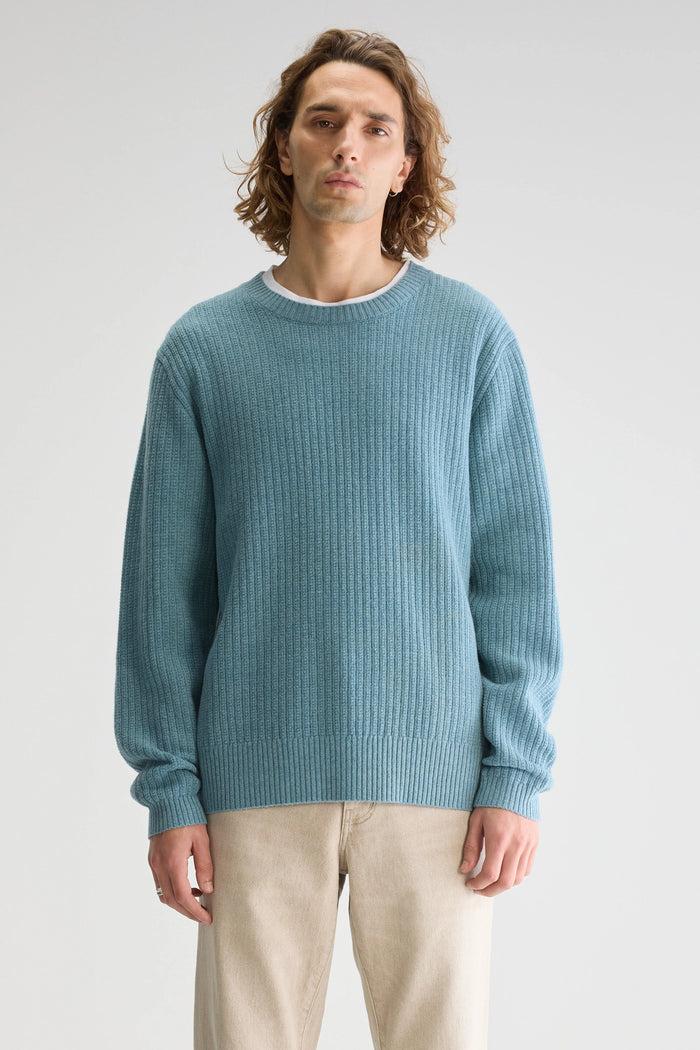 Bellerose Pull Col Rond Bleu En Mérinos Pour Homme