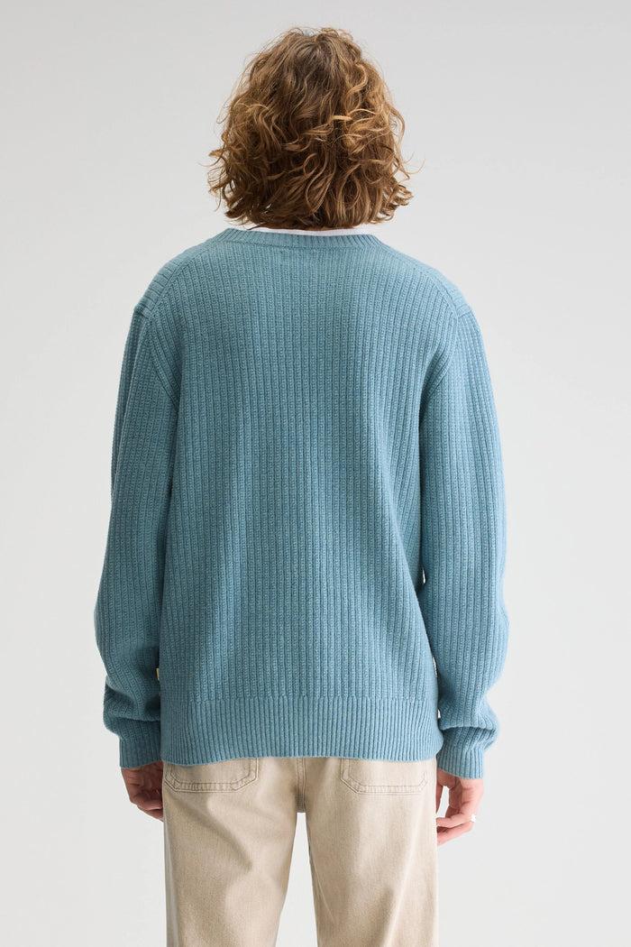 Bellerose Pull Col Rond Bleu En Mérinos Pour Homme