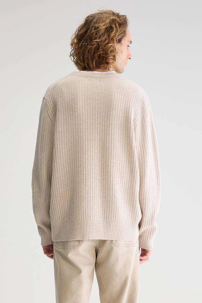 Bellerose Pull Col Rond Gris En Mérinos Pour Homme