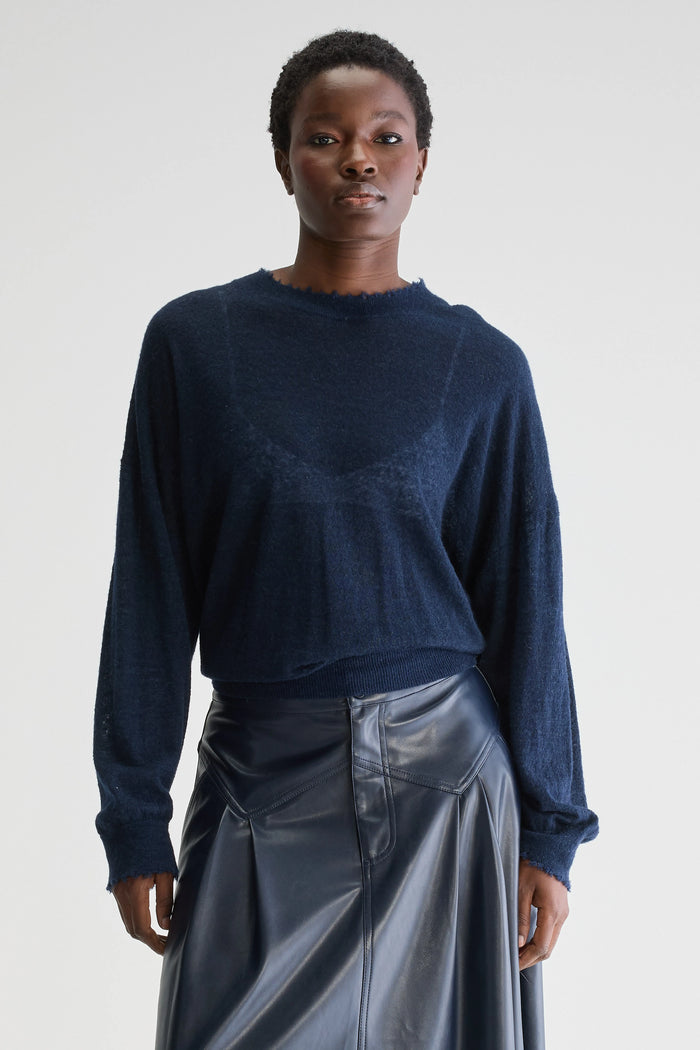 Bellerose Pull Col Rond Oversize Bleu Pour Femmes