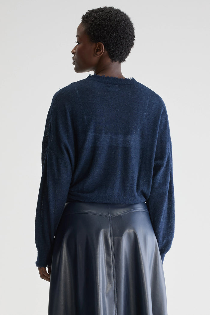 Bellerose Pull Col Rond Oversize Bleu Pour Femmes