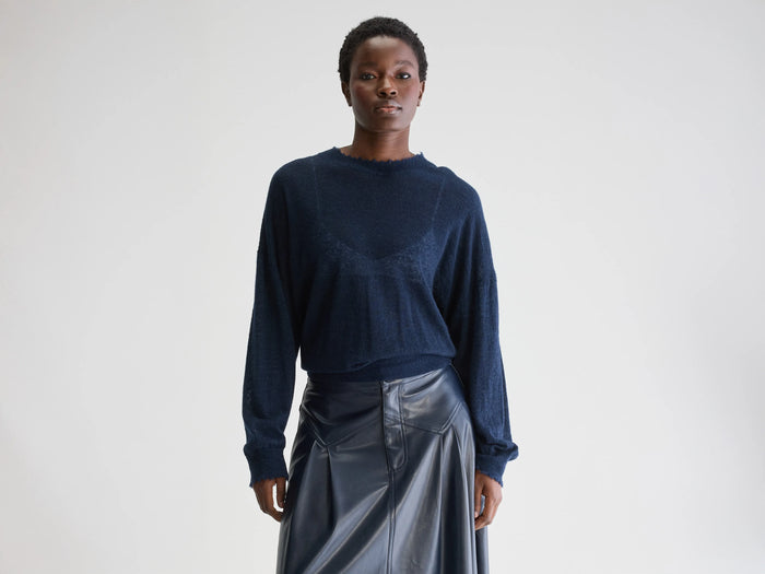Bellerose Pull Col Rond Oversize Bleu Pour Femmes
