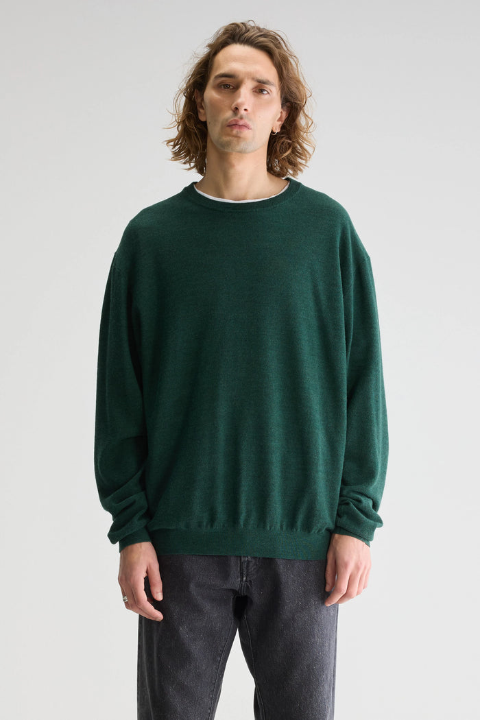 Bellerose Pull Col Rond Vert En Mérinos Pour Homme