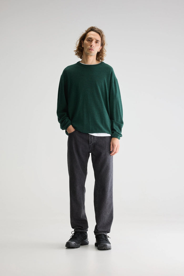 Bellerose Pull Col Rond Vert En Mérinos Pour Homme