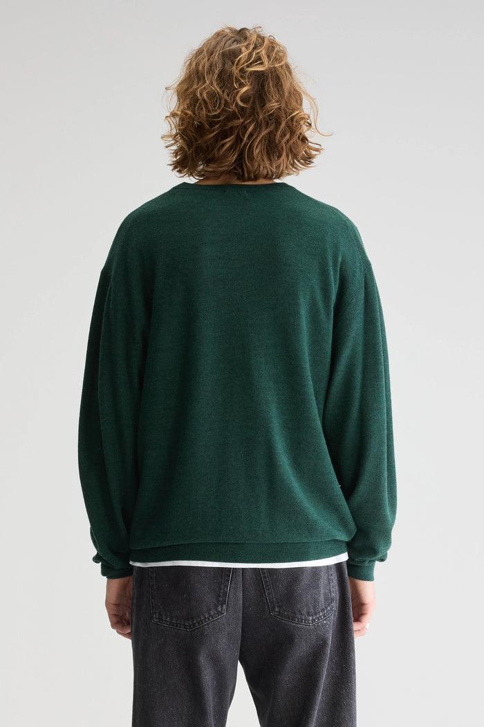 Bellerose Pull Col Rond Vert En Mérinos Pour Homme