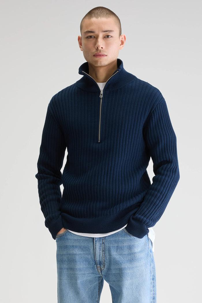 Bellerose Pull Demi-zip Bleu Marine Pour Homme