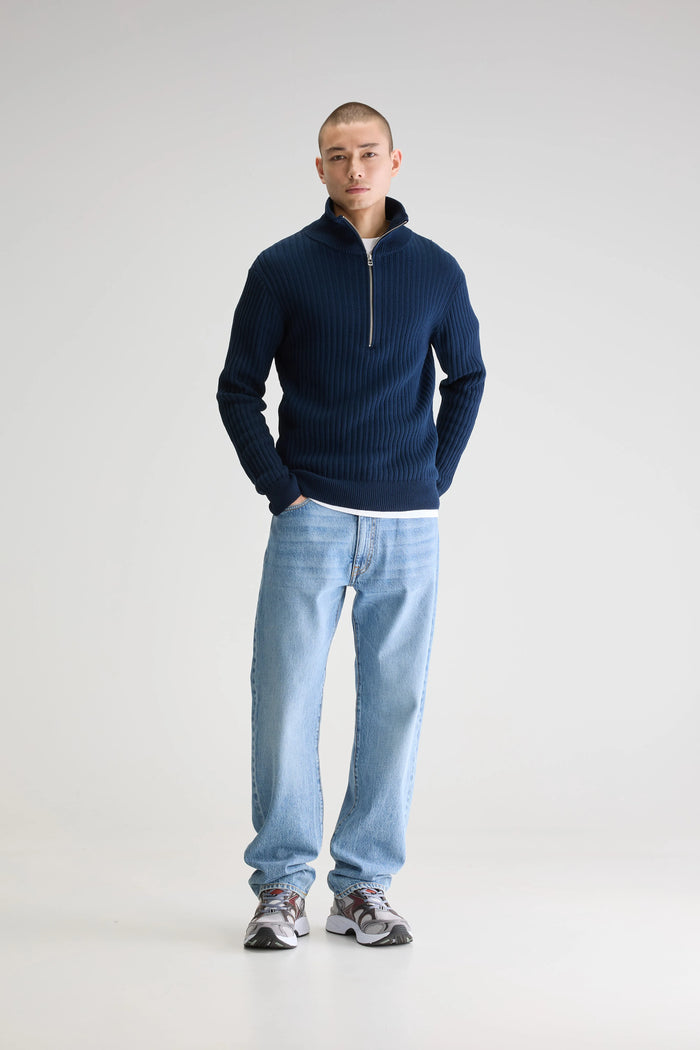 Bellerose Pull Demi-zip Bleu Marine Pour Homme
